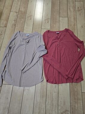 Pulse Women’s Long-Sleeve Henley Twin Bundle - Dusty Rose & Mauve